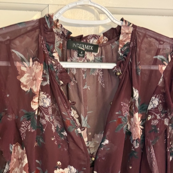 Intermix Madeline Silk Floral Long Sleeve Mini Dress 45430 - Picture 3 of 12